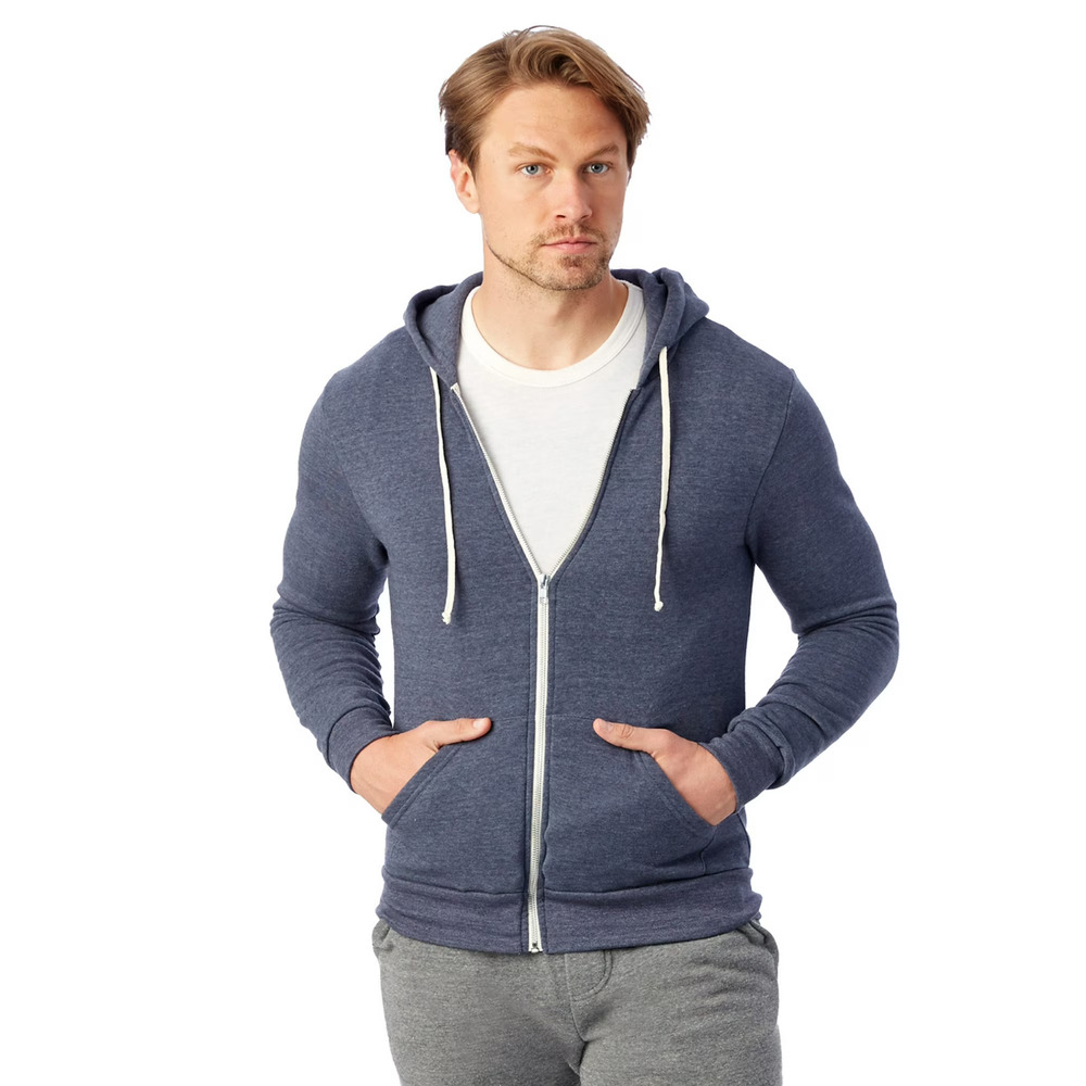 Alternative Unisex Color Rocky Eco-Fleece Zip up Hoodie Color: ECO True Navy Med
